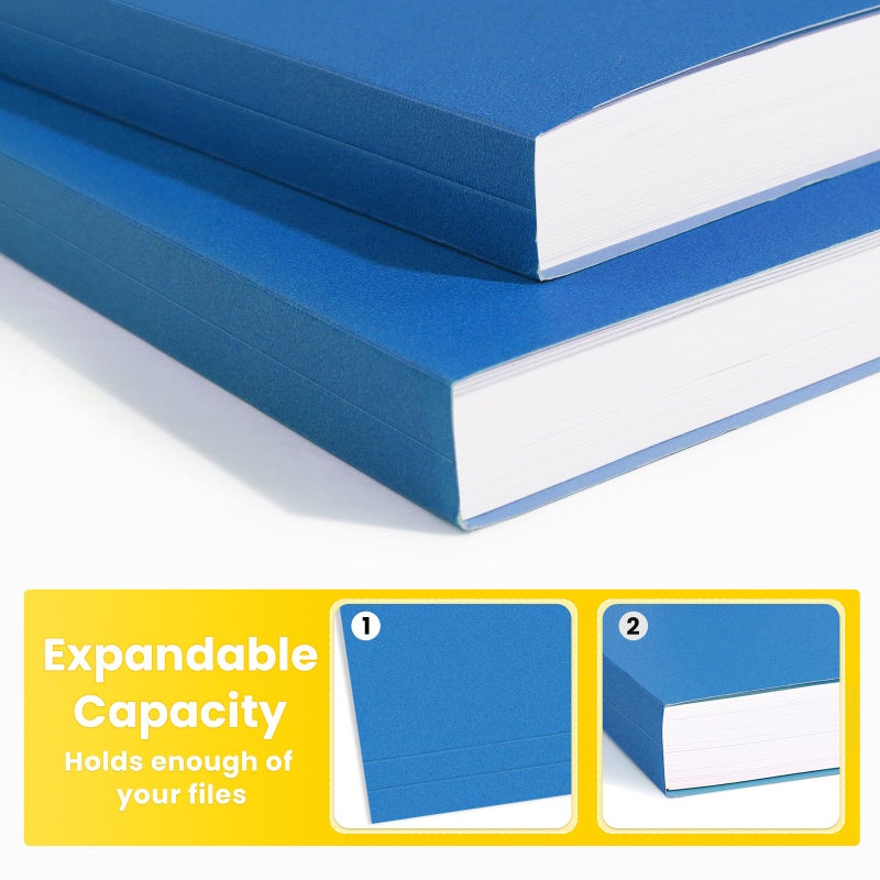 ساني مجلدات ملفات SUNEE بحجم الحروف باللون الأزرق، 100 حزمة مجلدات مانيلا 8.5 × 11 1/3 علامات تبويب، مجلدات ملفات ملونة، مكتب المنزل والمدرسة لملفات المستندات الورقية - Image 3